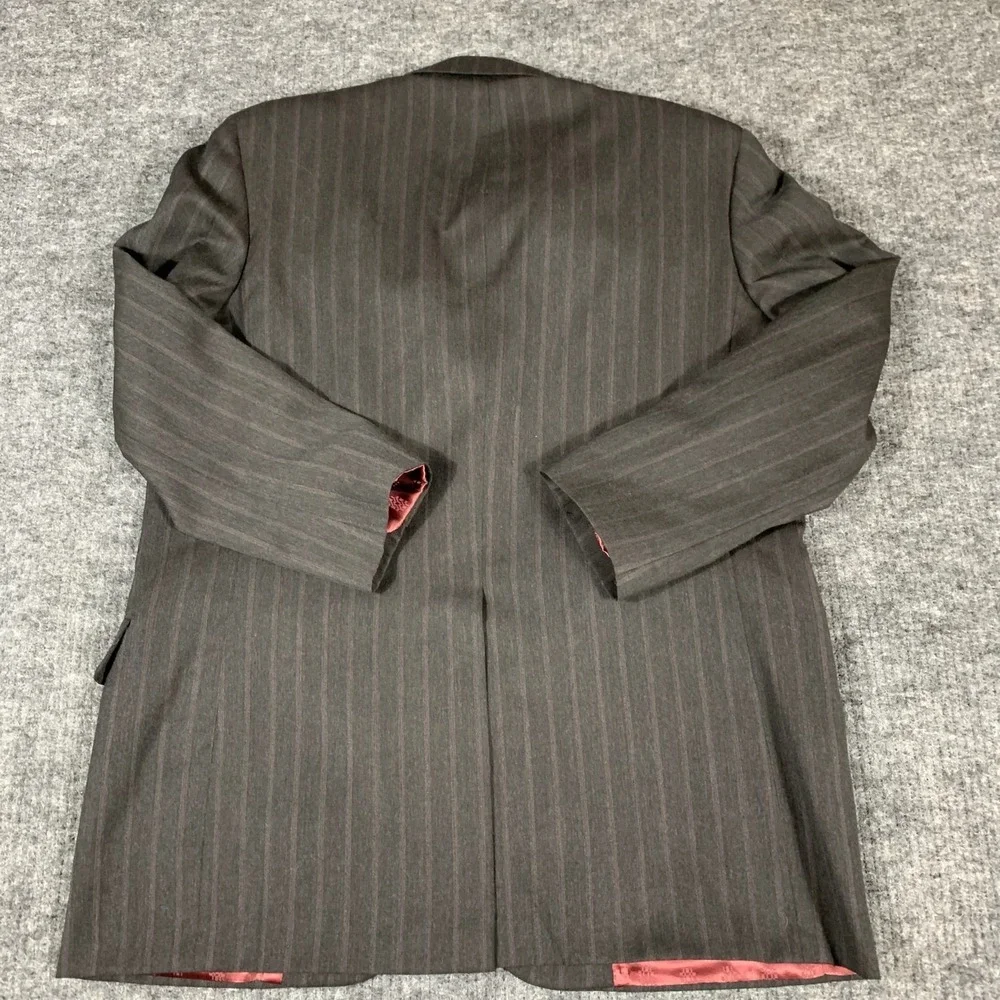 Tom James Innocenti Blazer Mens 42 Gray Striped Lined Hand Tailored Sports‎ Coat